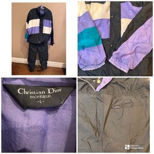 Vintage 80s Christian Dior Monsieur color block 2pc tracksuit,